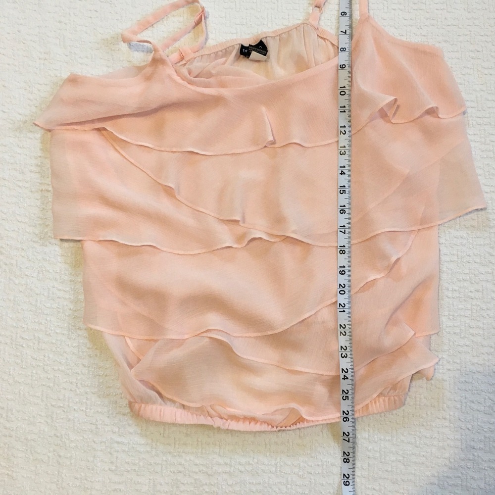 Torrid Pink Ruffle‎ Chiffon Spaghetti Strap Tank Top Women Size 0X Boho - Picture 5 of 6